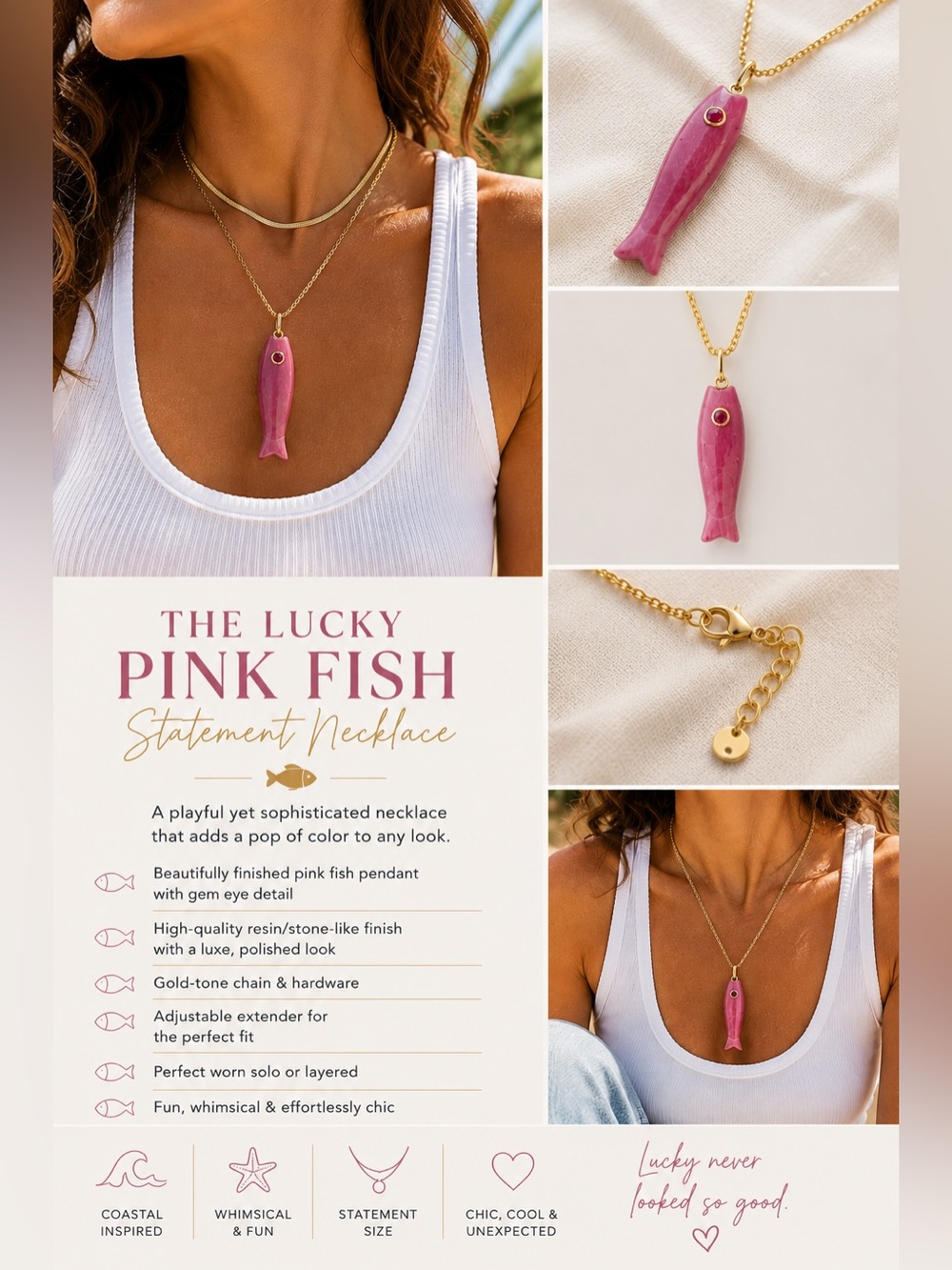 The Lucky Pink Fish Statement Necklace 🐟💗
Meet your new lucky charm.